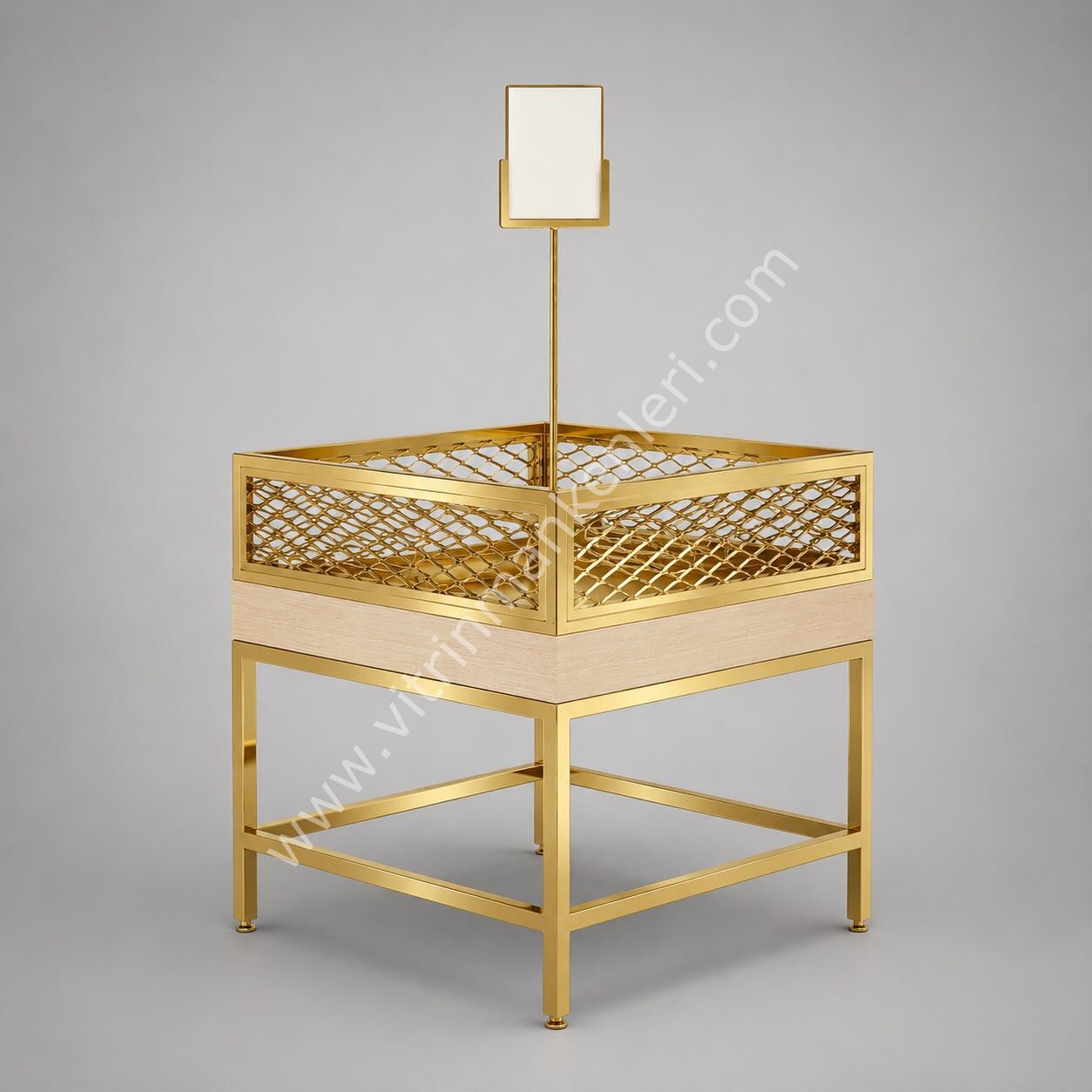 DEKORATİF TELLİ SEPET GOLD KAPLAMA