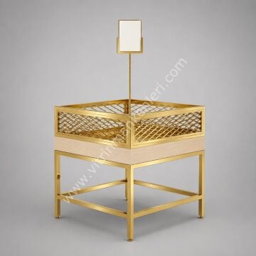 DEKORATİF TELLİ SEPET GOLD KAPLAMA