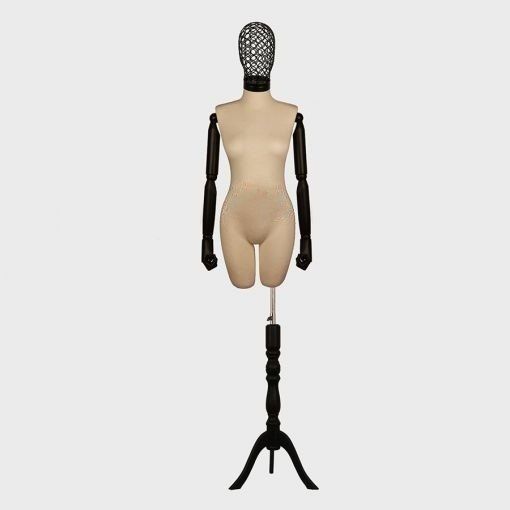 Tel Kafalı Kukla Ahşap Kollu Pantolon Giyebilen Bayan Terzi Mankeni