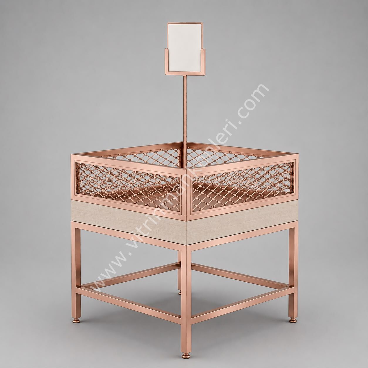 DEKORATİF TELLİ SEPET ROSE GOLD