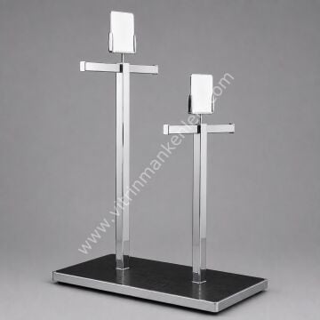 İKİLİ T STAND KROM KAPLAMA - SİYAH