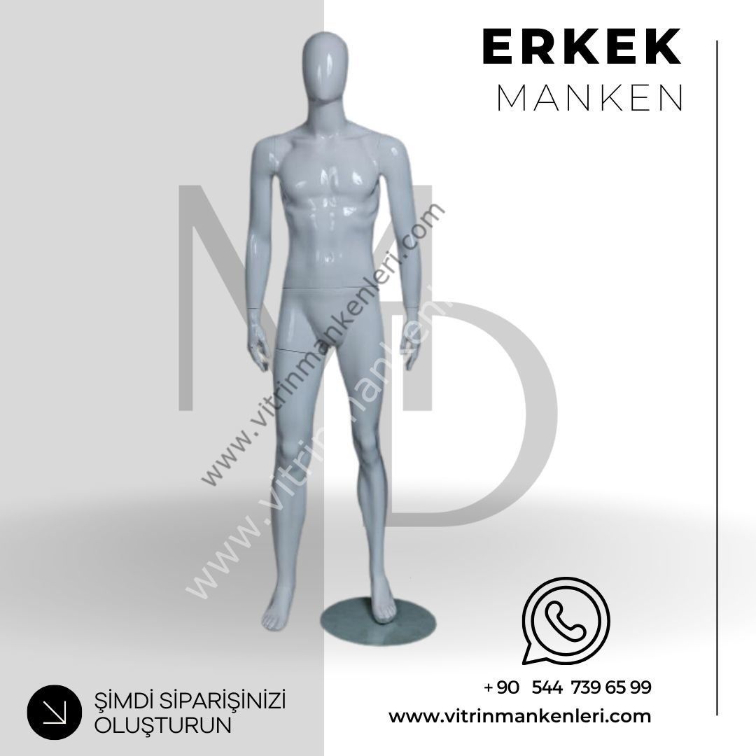Erkek Düz Duruş Vitrin Mankeni