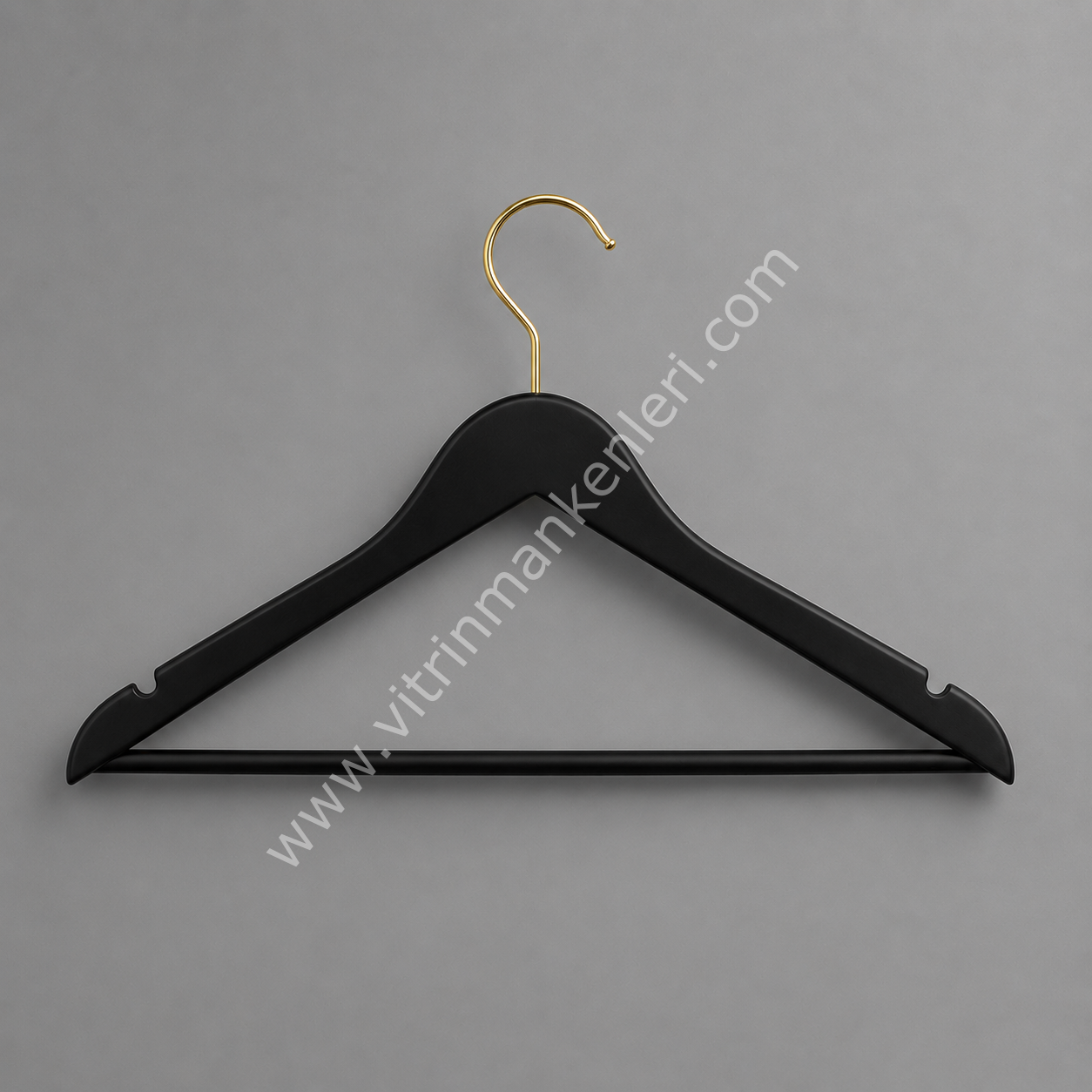 Ahşap Görünümlü Siyah Barlı Plastik Gold/Krom kanca Askı SİYAH GOLD - 10
