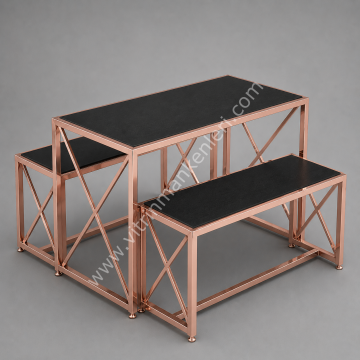 Dekoratif Mağaza Katlama Masası Çapraz Stand ROSE GOLD - SİYAH