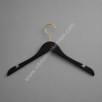 Ahşap Görünümlü Siyah Plastik Gold/Krom kanca Askı SİYAH GOLD - 100