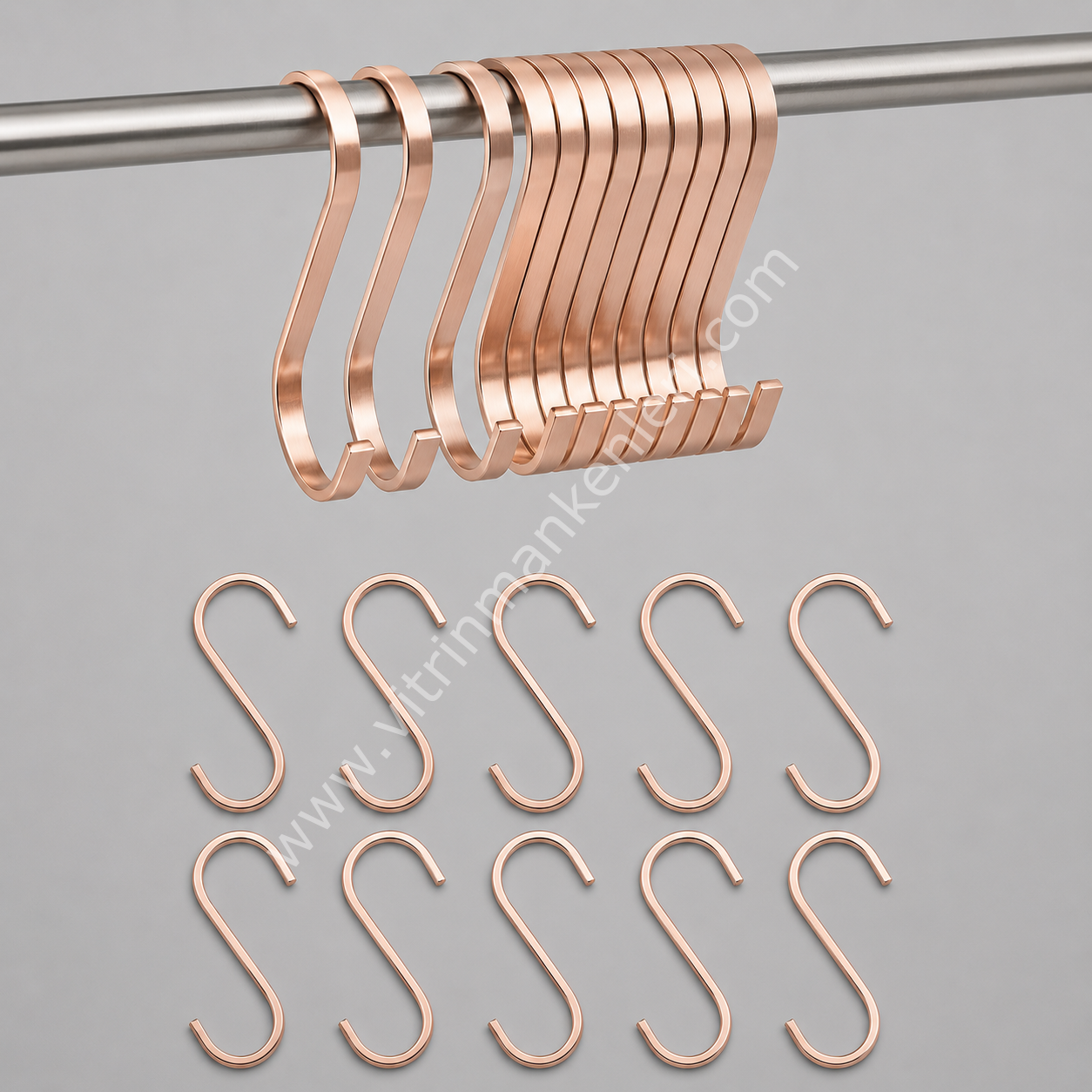 10 Adet Çok Amaçlı Paslanmaz Çelik S Kanca - Mutfak Banyo Depo Gardırop Çok Amaçlı ROSE GOLD - 100