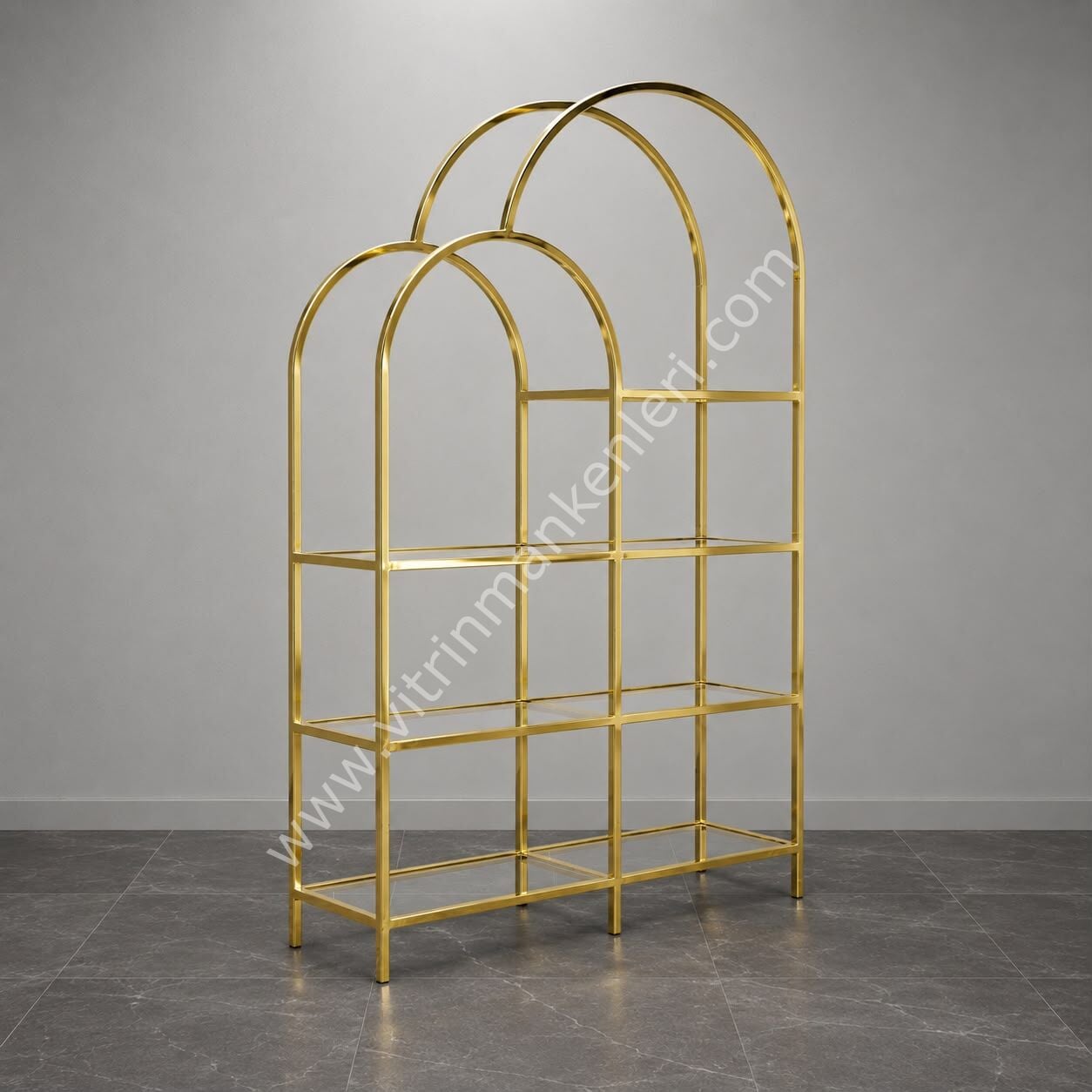 OVAL VİTRİN STAND GOLD KAPLAMA
