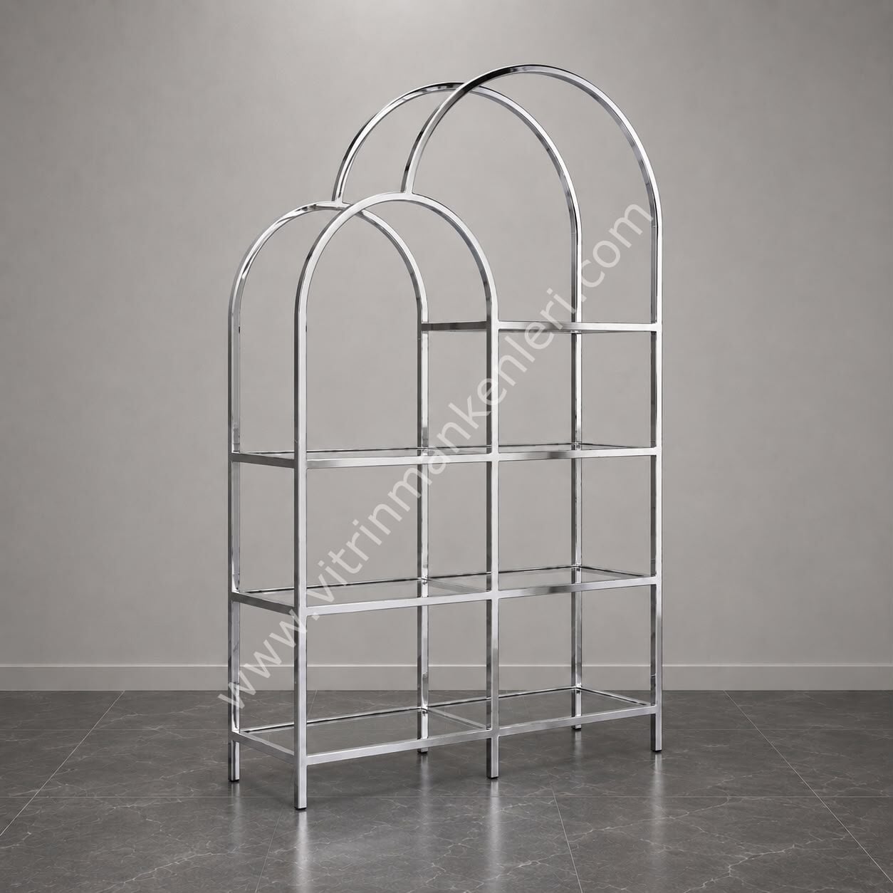 OVAL VİTRİN STAND KROM KAPLAMA
