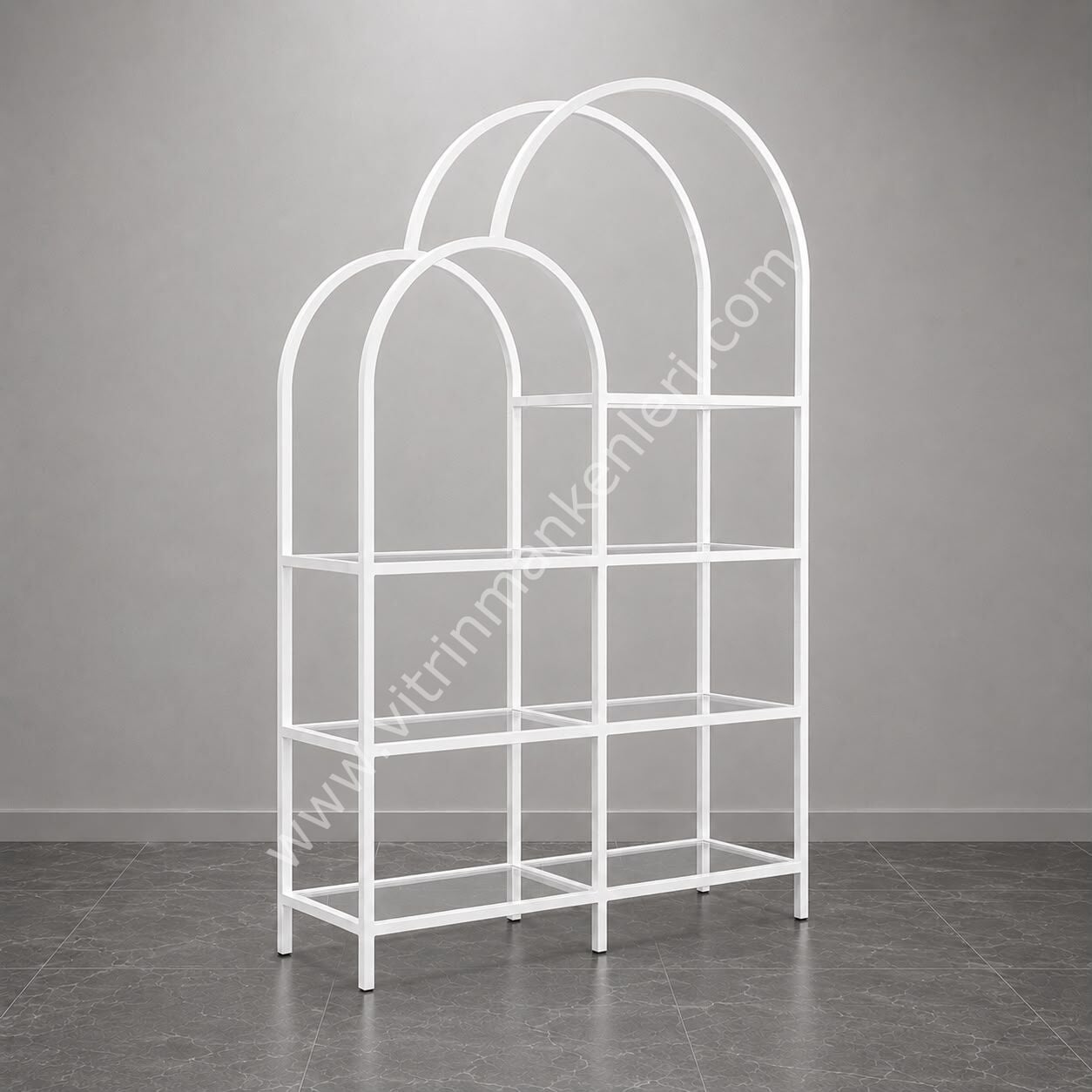 OVAL VİTRİN STAND BEYAZ