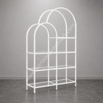 OVAL VİTRİN STAND BEYAZ