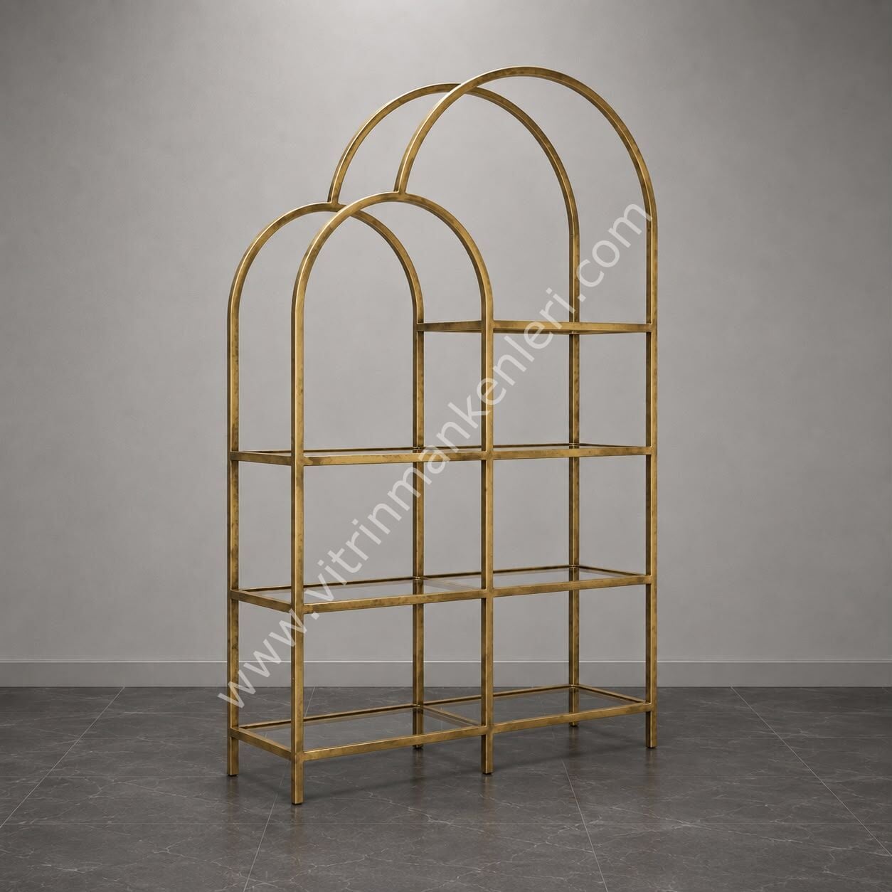 OVAL VİTRİN STAND GOLD ESKİTME