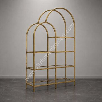 OVAL VİTRİN STAND GOLD ESKİTME