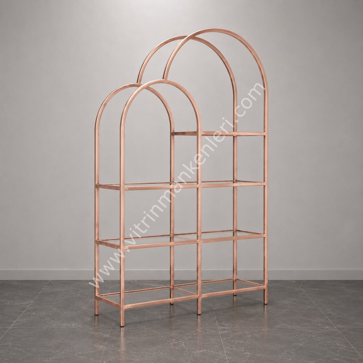 OVAL VİTRİN STAND ROSE GOLD