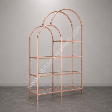 OVAL VİTRİN STAND ROSE GOLD