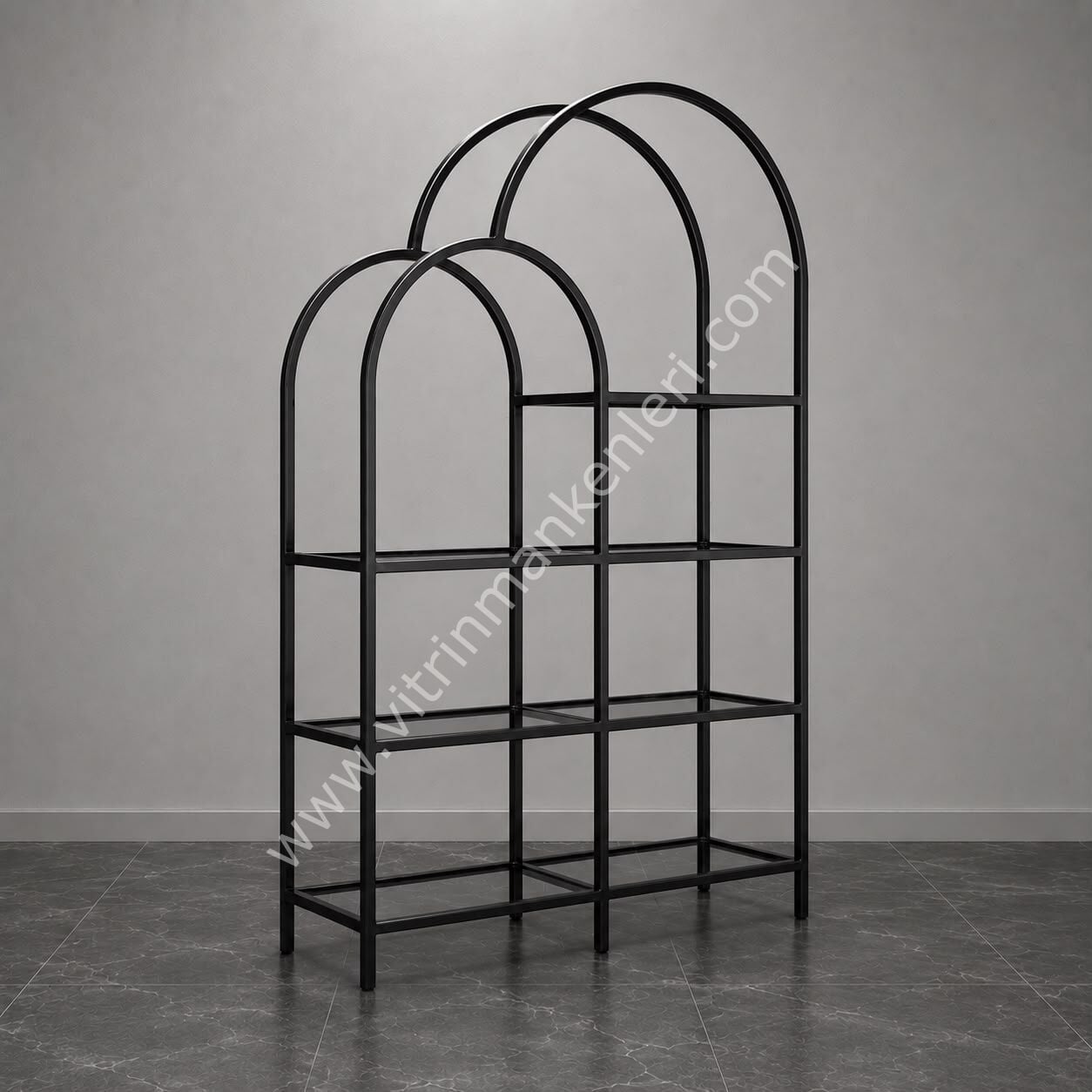 OVAL VİTRİN STAND SİYAH