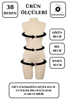 MD VİTRİN DEKORASYON 38 Beden Kafalı Ahşap Ayaklı Pantolon Giyebilen Terzi Mankeni Prova mankeni