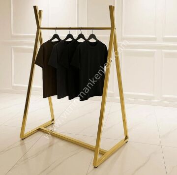 VİTRİN DEKORASYON GOLD KAPLAMA ORTA STAND, EŞŞEK ELBİSE STANDI ASKILIK
