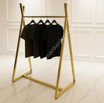 VİTRİN DEKORASYON GOLD KAPLAMA ORTA STAND, EŞŞEK ELBİSE STANDI ASKILIK