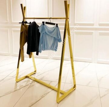 VİTRİN DEKORASYON GOLD KAPLAMA ORTA STAND, EŞŞEK ELBİSE STANDI ASKILIK