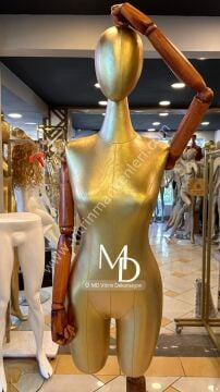 MD Vİtrin Dekorasyon Pantolon Giyebilen Ahşap Kollu Terzi Mankeni Vitrin Mankeni