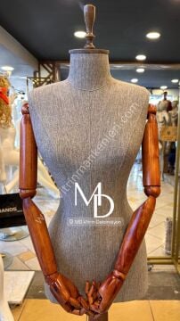 MD VİTRİN DEKORASYON 38 Beden Ahşap Kafalı Ahşap Ayaklı Terzi Mankeni Prova mankeni