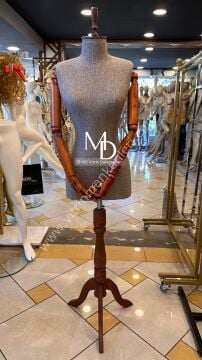 MD VİTRİN DEKORASYON 38 Beden Ahşap Kafalı Ahşap Ayaklı Terzi Mankeni Prova mankeni