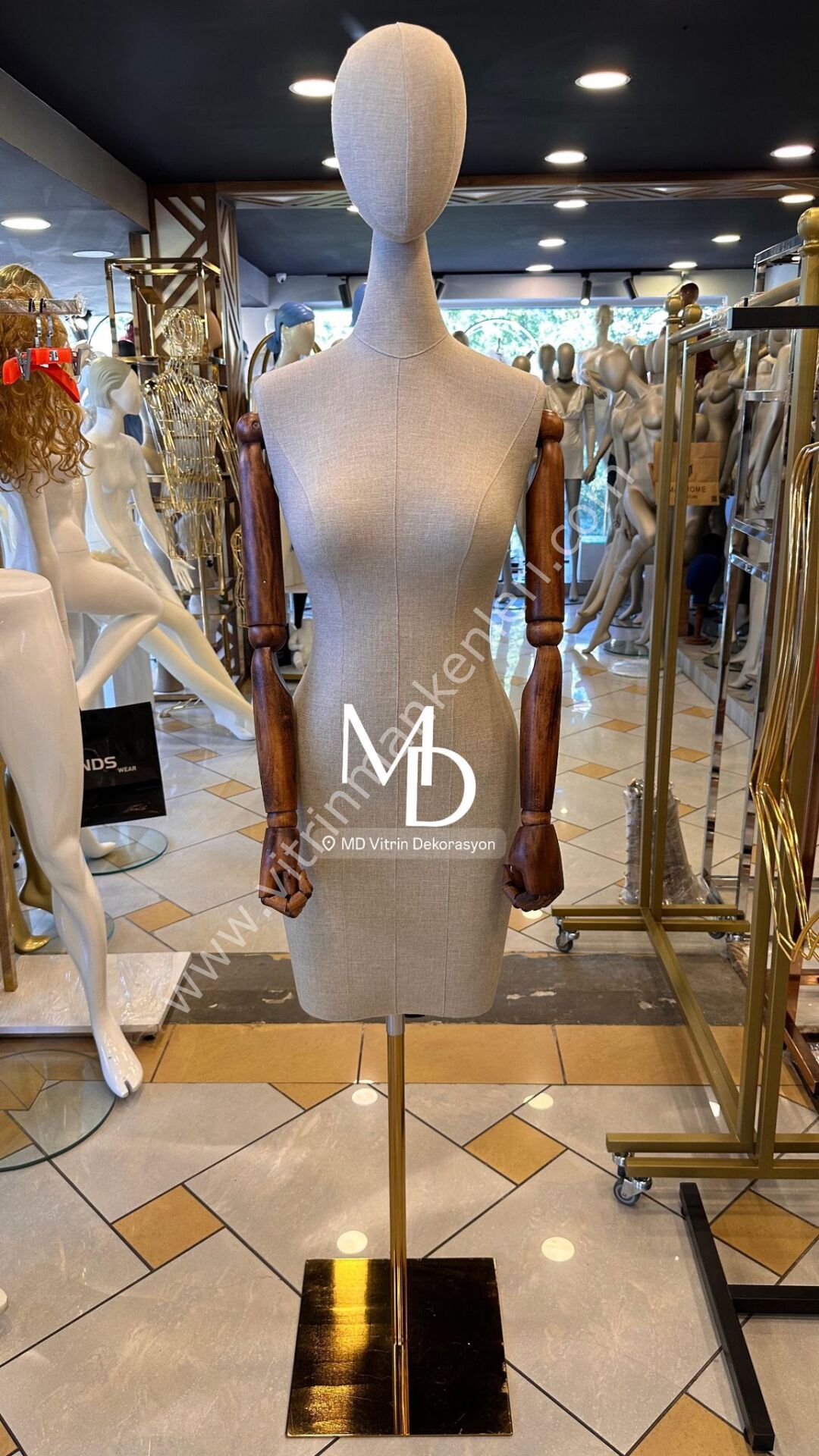 MD VİTRİN DEKORASYON 38 Beden Gold Ayaklı Yeni Model Abiye Terzi Mankeni Prova mankeni