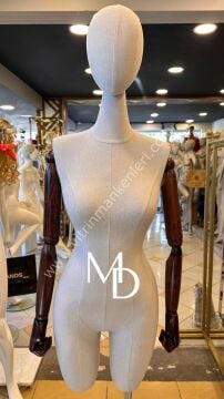 MD VİTRİN DEKORASYON 38 Beden Ahşap Ayaklı Yeni Model Pantolon Giyebilen Abiye Terzi Mankeni