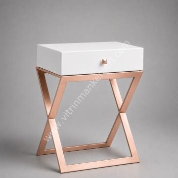 Çekmeceli Sehpa BEYAZ - ROSE GOLD
