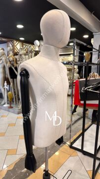 MD Vİtrin Dekorasyon 48 Beden Ahşap Kollu Erkek Büst TERZİ MANKENİ