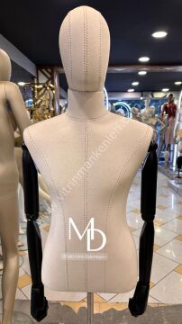 MD Vİtrin Dekorasyon 48 Beden Ahşap Kollu Erkek Büst TERZİ MANKENİ