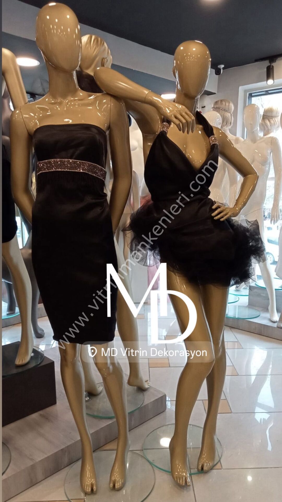 2''li SET GOLD BAYAN POLYESTER VİTRİN MANKENLERİ