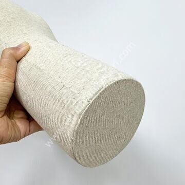 MD Vitrin Dekorasyon Krem Keten Kumaş Tekli Kafa Aksesuar Mankeni (Adet)