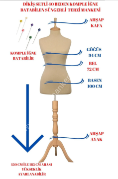 Sünger Iğne Batabilen 40 Beden Terzi Mankeni Prova Manken Dikiş Setsiz
