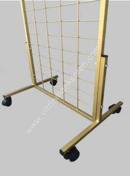 60x190 Tel Pano Stant (GOLD) Tekerlekli