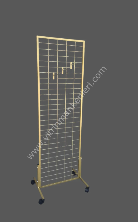 60x190 Tel Pano Stant (GOLD) Tekerlekli