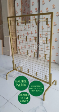 AYAKLI TEL PANO 80X100 CM GOLD RENK 4X4 SIK TELLİ 20 ADET 15 CM KANCA DAHİL