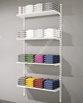 30x60 Duvara Monte 4 Katlı Ahşap Raf Sistemi & Dekoratif Kiler Rafı & Dekoratif Giyim Odası Rafı