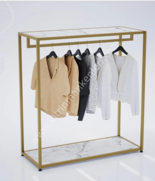 Dekoratif Butik Tekli Raflı Askılık Mağaza Standı Askılık
