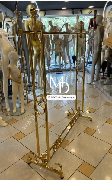 GOLD KAPLAMA DAYANIKLI FERFORJE ELBİSE STANDI ASKISI
