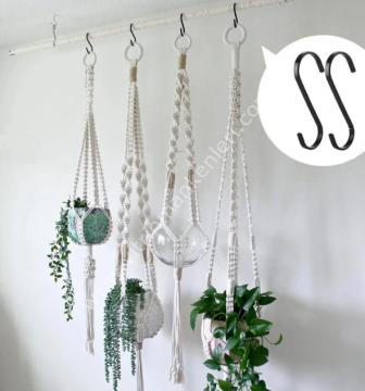 10 Adet Siyah Renk Çok Amaçlı Paslanmaz Çelik S Kanca - Mutfak Banyo Depo Gardırop