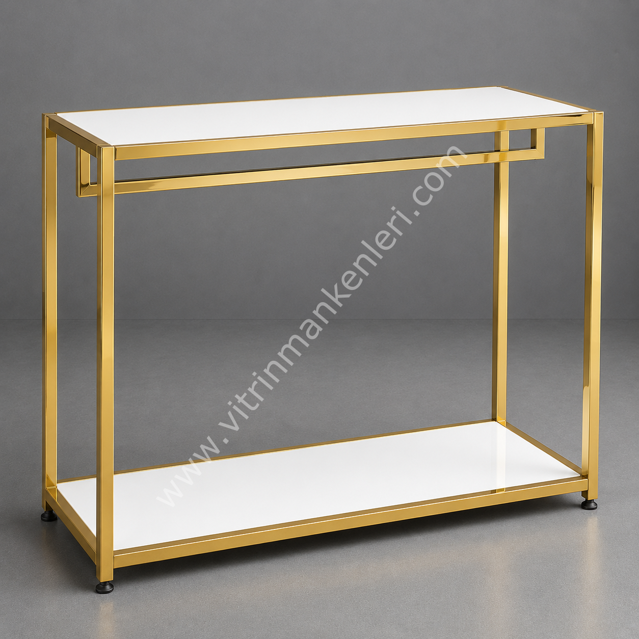 Dekoratif Butik Tekli Raflı Askılık Mağaza Standı Askılık GOLD KAPLAMA