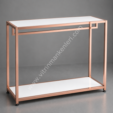 Dekoratif Butik Tekli Raflı Askılık Mağaza Standı Askılık ROSE GOLD