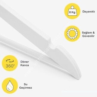 Ahşap Görünümlü Beyaz Plastik Gold kanca Askı(100 Adet)