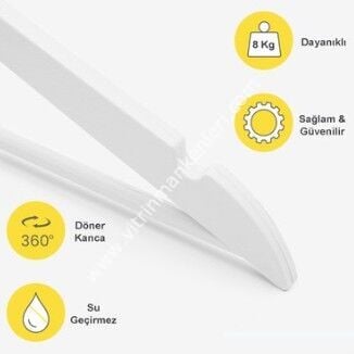 Ahşap Görünümlü Beyaz Barlı Plastik Gold kanca Askı(10 Adet)