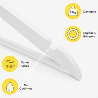 Ahşap Görünümlü Beyaz Barlı Plastik Gold/Krom kanca Askı