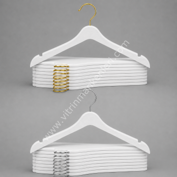 Ahşap Görünümlü Beyaz Plastik Gold/Krom kanca Askı