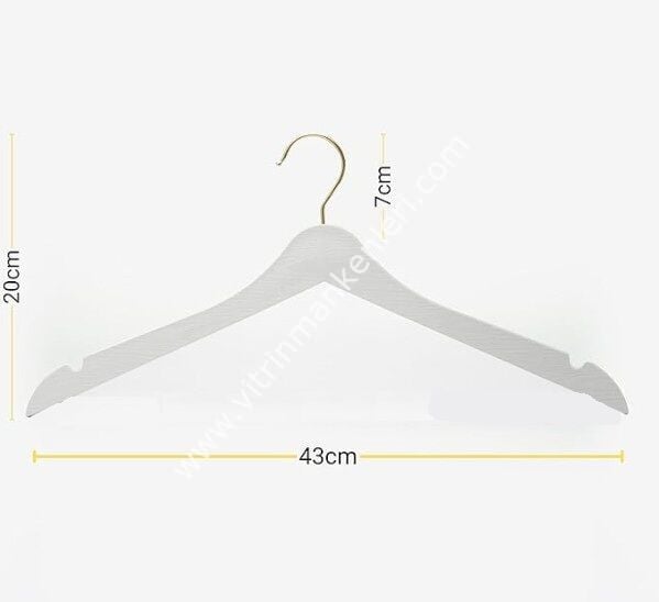 Ahşap Görünümlü Beyaz Plastik Gold kanca Askı(100 Adet)