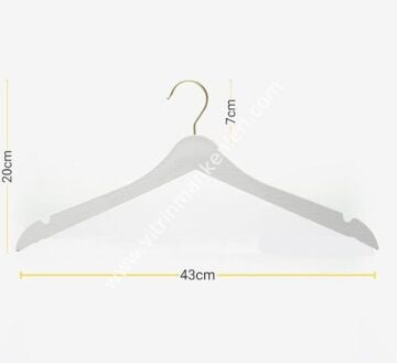 Ahşap Görünümlü Beyaz Plastik Gold kanca Askı(100 Adet)