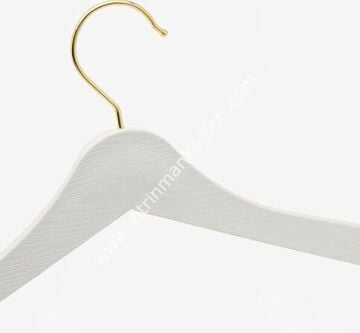 Ahşap Görünümlü Beyaz Plastik Gold kanca Askı(100 Adet)